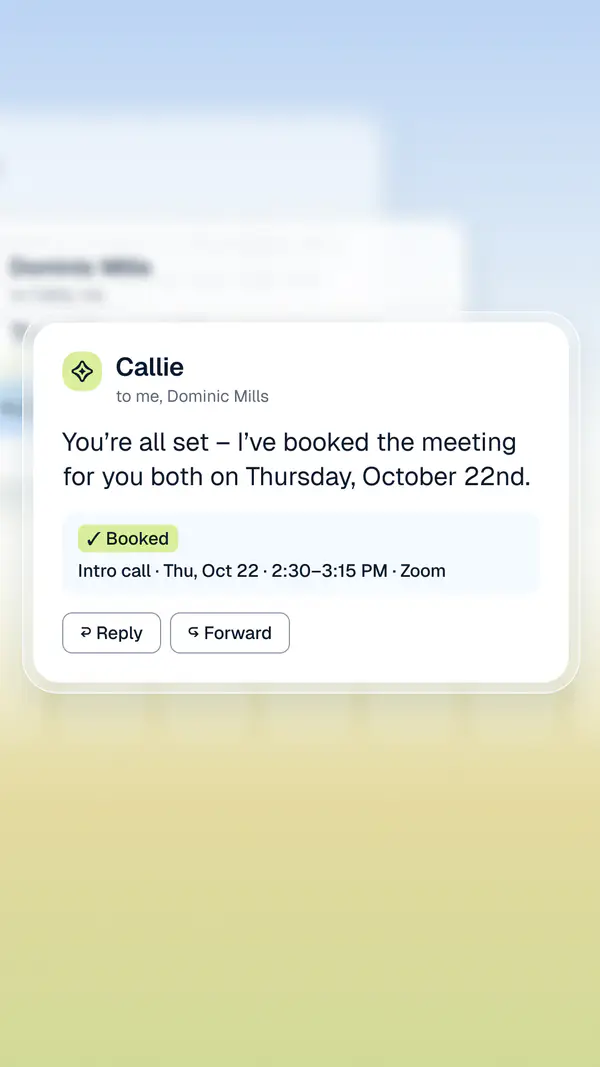 the meeting gets booked without anyone leaving the inbox.)